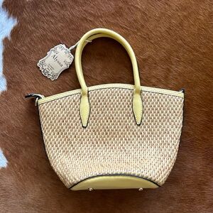 NWT new with tags Yellow and wicker summer purse